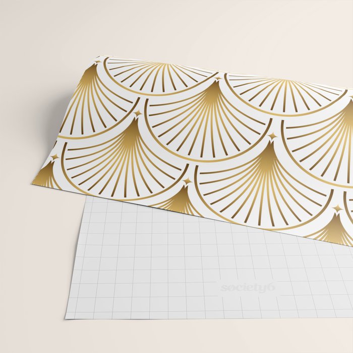 Art Deco Gold Geometric Pattern With Gold Shimmer Wrapping Paper Gallery Image 2
