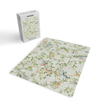 Floral Garden Climbing Vines and Chinoiserie Birds on mint Jigsaw Puzzle Gallery Image 2
