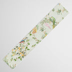Floral Garden Climbing Vines and Chinoiserie Birds on mint Table Runner Gallery Image 3