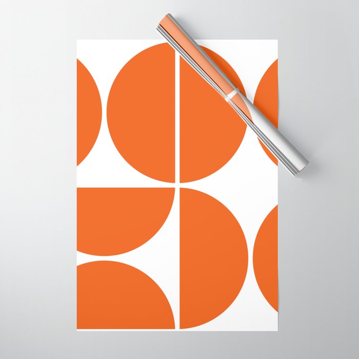 Mid Century Modern Orange Square Wrapping Paper Gallery Image 1