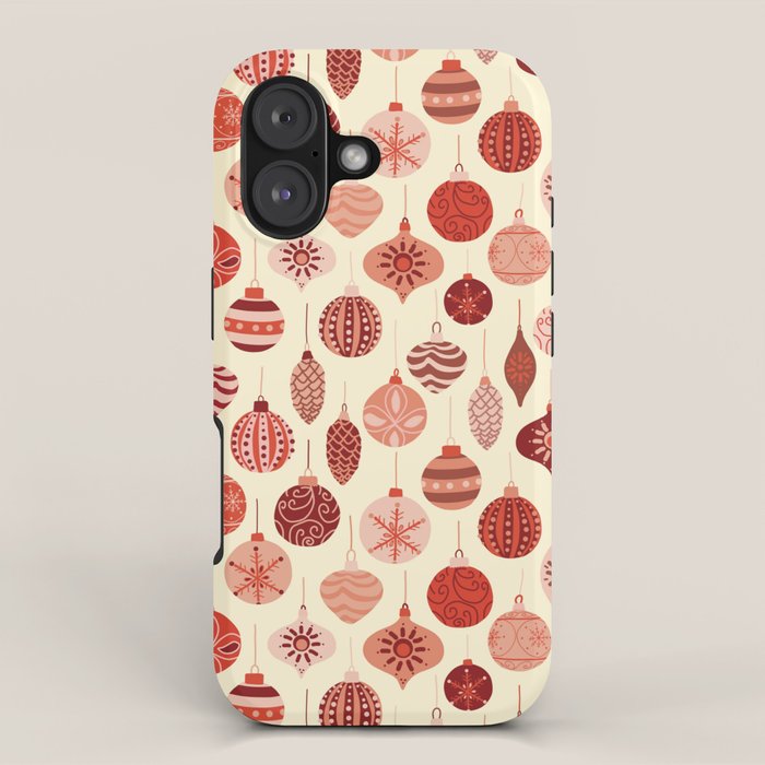 Christmas Ornaments Red Pink Beige Pattern iPhone Case Gallery Image 1