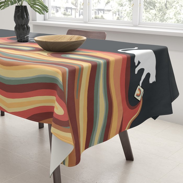 Rainbow cat 1b black magic coffee milk drop Tablecloth Gallery Image 3