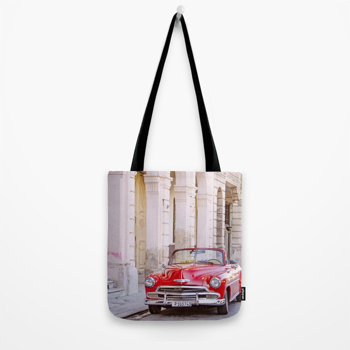 Vintage Red Car, Havana Travel Photography Tote Bag Gallery Image 2