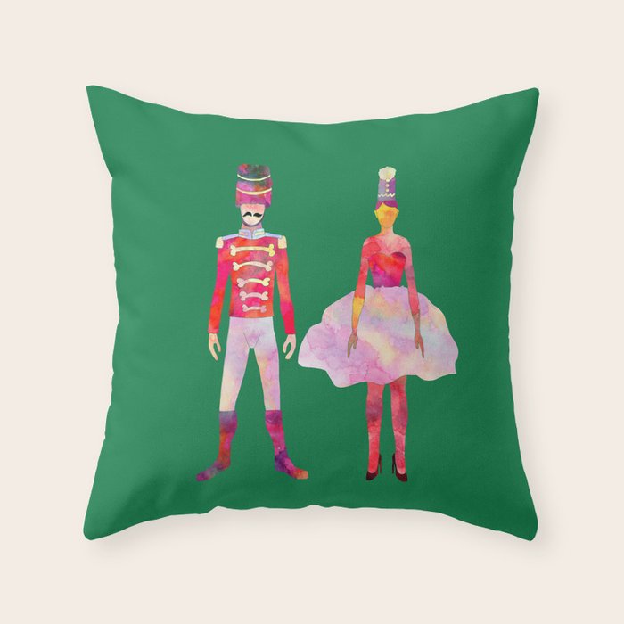 Nutcracker Ballet - Candy Cane Green Throw Pillow Gallery Image 6