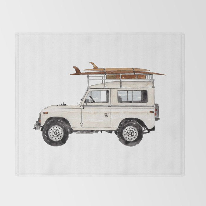 Surf Vintage Truck Throw Blanket Gallery Image 2
