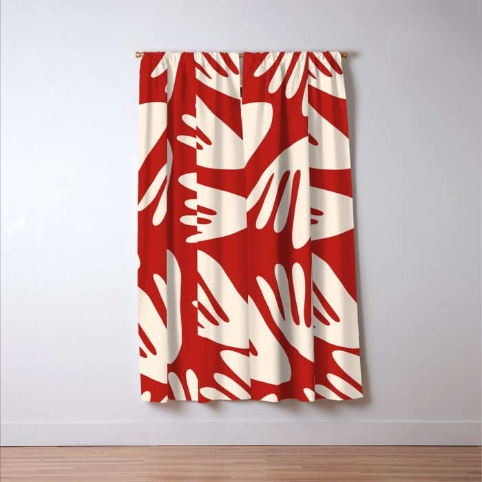 Big Cutouts Papier Découpé Abstract Pattern in Red and Almond Cream Window Curtain Gallery Image 3