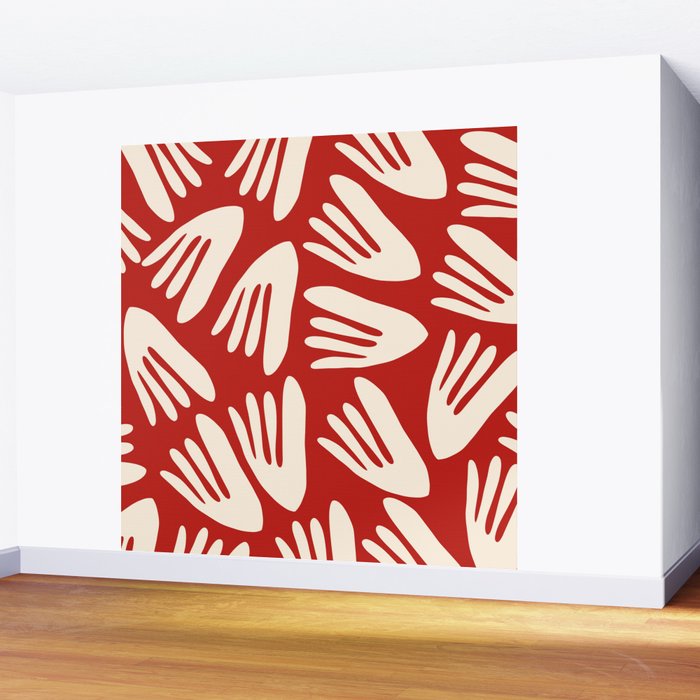 Big Cutouts Papier Découpé Abstract Pattern in Red and Almond Cream Wall Mural Gallery Image 2