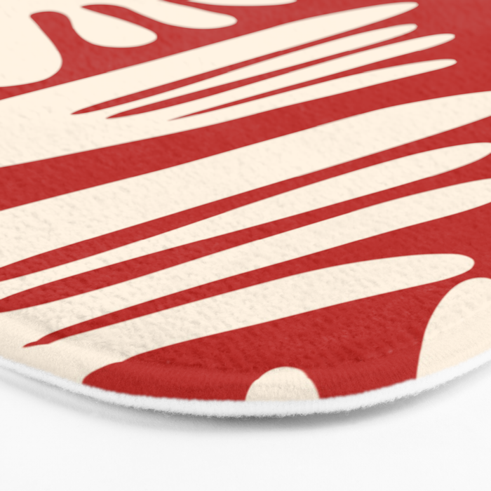 Big Cutouts Papier Découpé Abstract Pattern in Red and Almond Cream Bath Mat Gallery Image 3