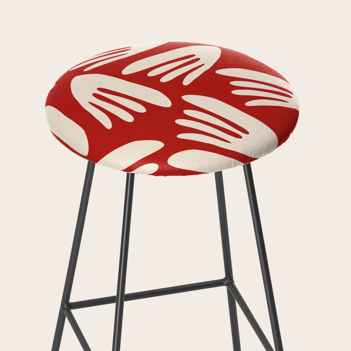 Big Cutouts Papier Découpé Abstract Pattern in Red and Almond Cream Stool Gallery Image 2
