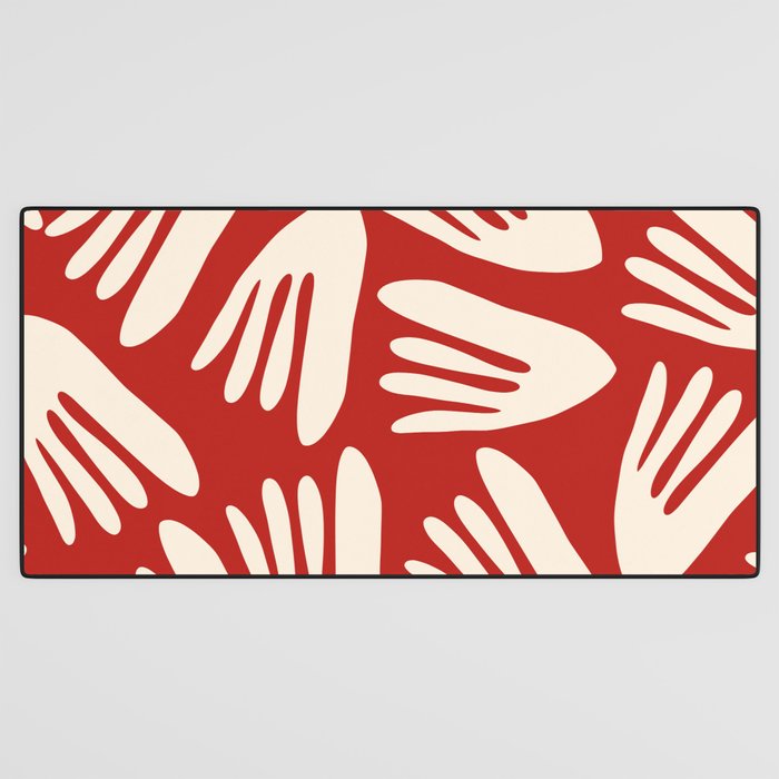 Big Cutouts Papier Découpé Abstract Pattern in Red and Almond Cream Desk Mat Gallery Image 3