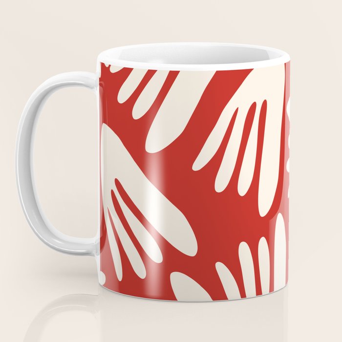 Big Cutouts Papier Découpé Abstract Pattern in Red and Almond Cream Coffee Mug Gallery Image 3