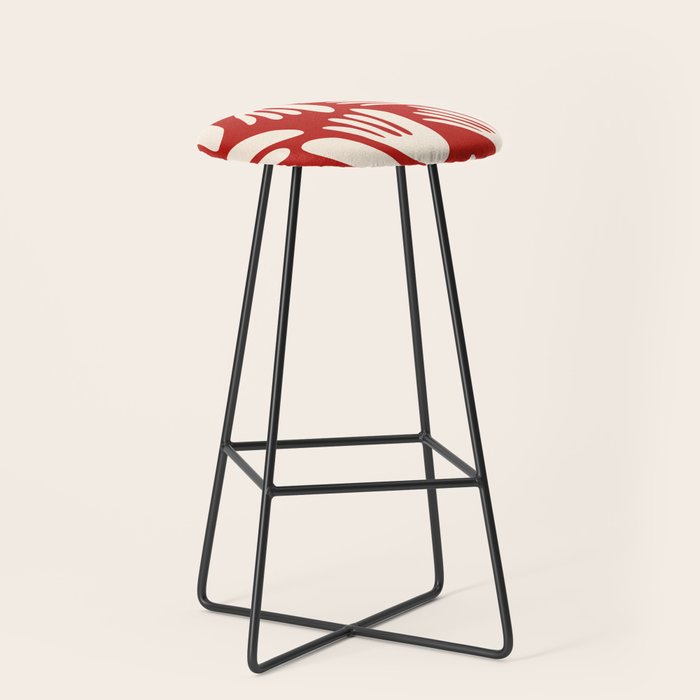 Big Cutouts Papier Découpé Abstract Pattern in Red and Almond Cream Stool Gallery Image 1