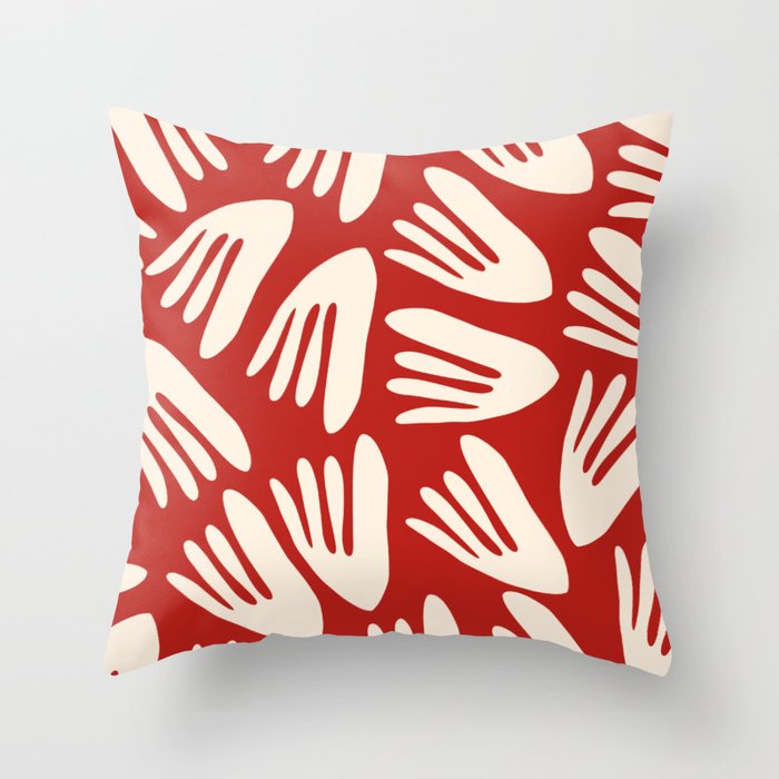 Big Cutouts Papier Découpé Abstract Pattern in Red and Almond Cream Throw Pillow Gallery Image 6
