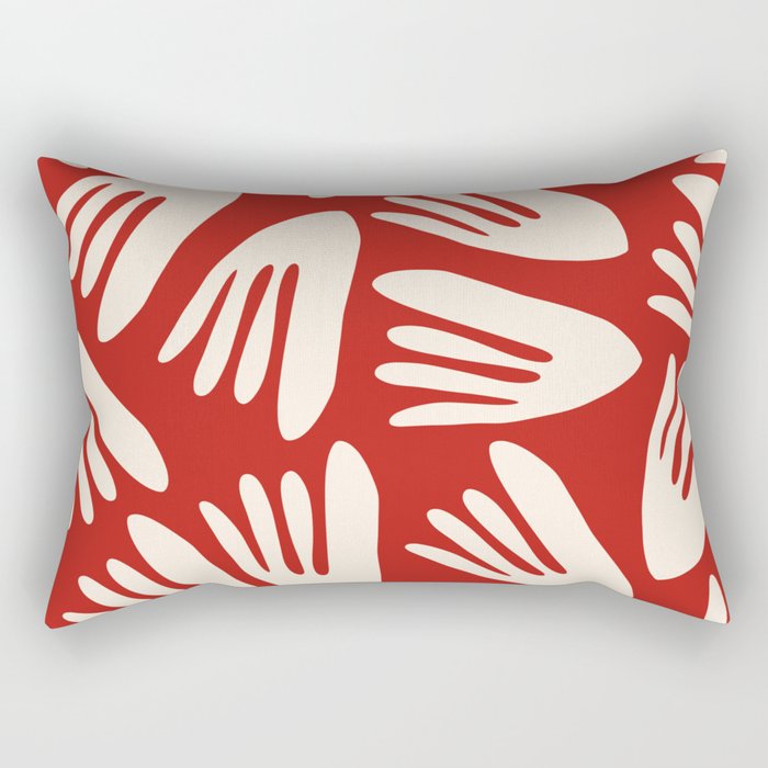 Big Cutouts Papier Découpé Abstract Pattern in Red and Almond Cream Rectangular Pillow Gallery Image 1