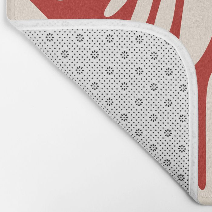 Big Cutouts Papier Découpé Abstract Pattern in Red and Almond Cream Bath Mat Gallery Image 2