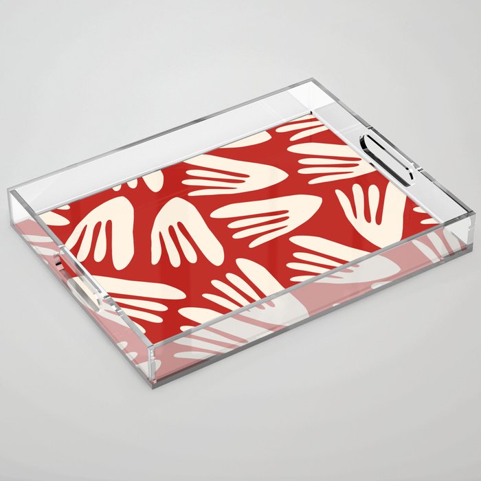 Big Cutouts Papier Découpé Abstract Pattern in Red and Almond Cream Acrylic Tray Gallery Image 1