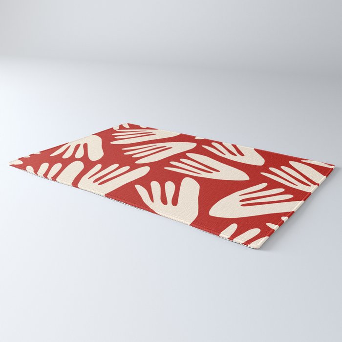 Big Cutouts Papier Découpé Abstract Pattern in Red and Almond Cream Rug Gallery Image 3
