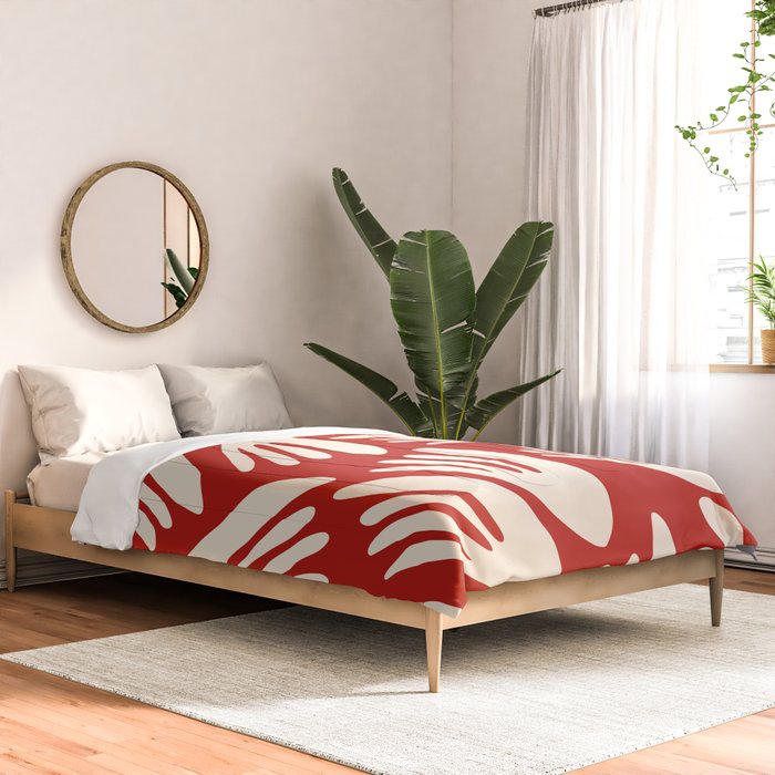 Big Cutouts Papier Découpé Abstract Pattern in Red and Almond Cream Comforter Gallery Image 2
