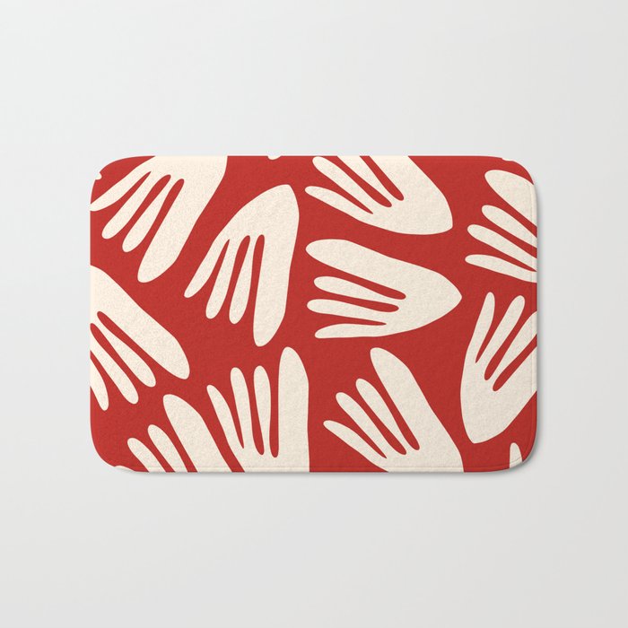 Big Cutouts Papier Découpé Abstract Pattern in Red and Almond Cream Bath Mat Gallery Image 1