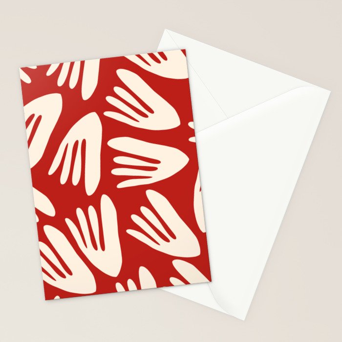 Big Cutouts Papier Découpé Abstract Pattern in Red and Almond Cream Stationery Card Gallery Image 2