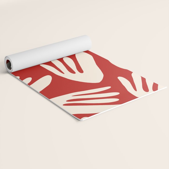 Big Cutouts Papier Découpé Abstract Pattern in Red and Almond Cream Yoga Mat Gallery Image 2