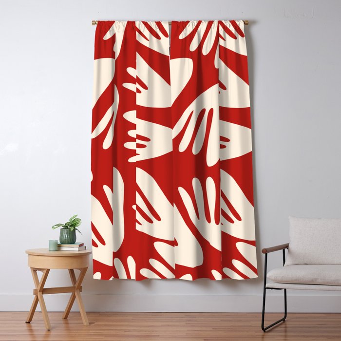 Big Cutouts Papier Découpé Abstract Pattern in Red and Almond Cream Window Curtain Gallery Image 1