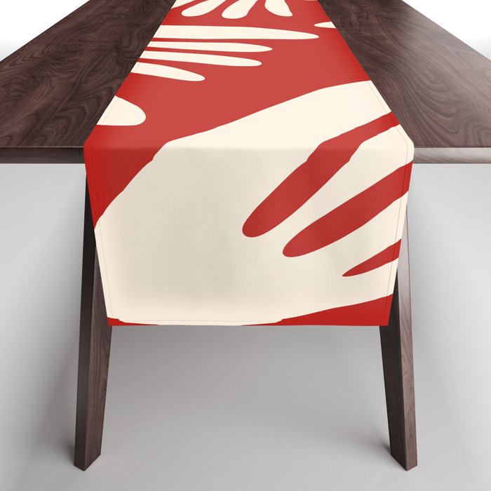 Big Cutouts Papier Découpé Abstract Pattern in Red and Almond Cream Table Runner Gallery Image 1