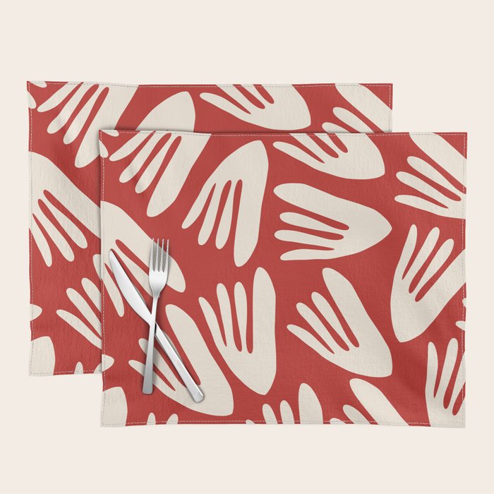 Big Cutouts Papier Découpé Abstract Pattern in Red and Almond Cream Placemat Gallery Image 1