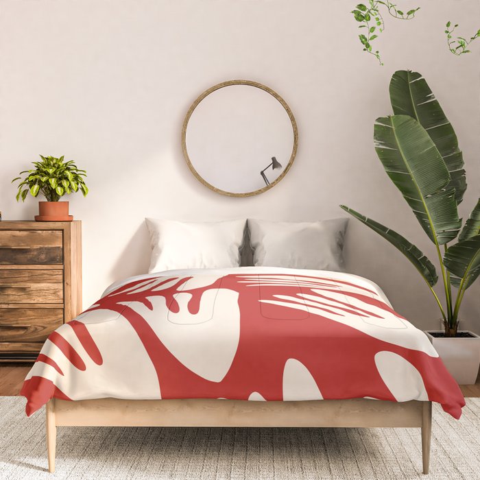 Big Cutouts Papier Découpé Abstract Pattern in Red and Almond Cream Comforter Gallery Image 3
