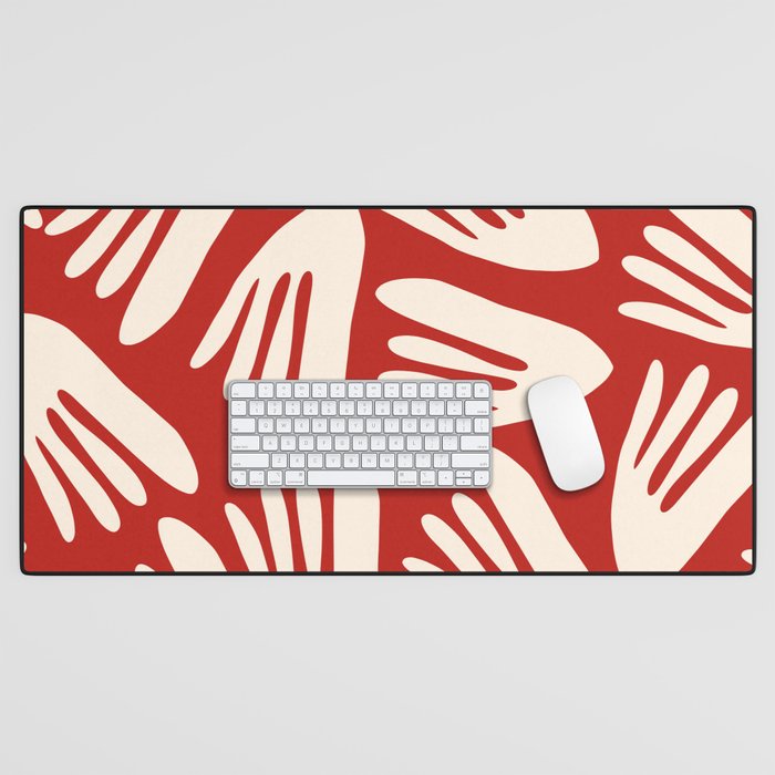 Big Cutouts Papier Découpé Abstract Pattern in Red and Almond Cream Desk Mat Gallery Image 1