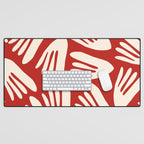 Big Cutouts Papier Découpé Abstract Pattern in Red and Almond Cream Desk Mat Gallery Image 1