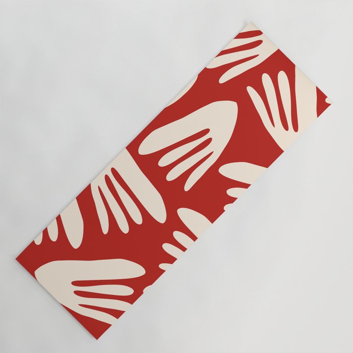 Big Cutouts Papier Découpé Abstract Pattern in Red and Almond Cream Yoga Mat Gallery Image 1