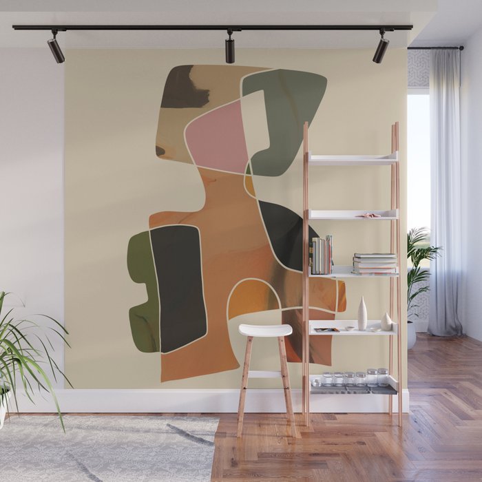 Modern Abstract Colorful Shapes Wall Mural Gallery Image 1