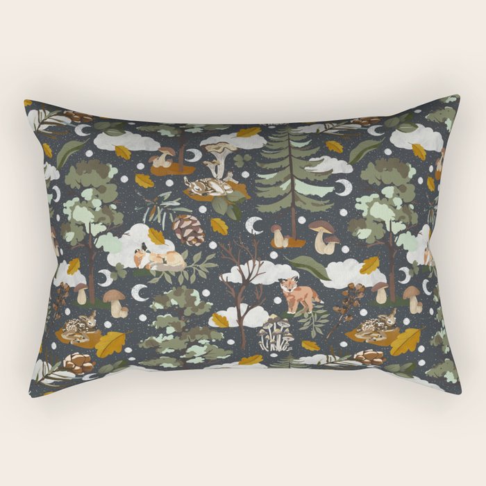 Baby animals in the dark forest DK Rectangular Pillow Gallery Image 1