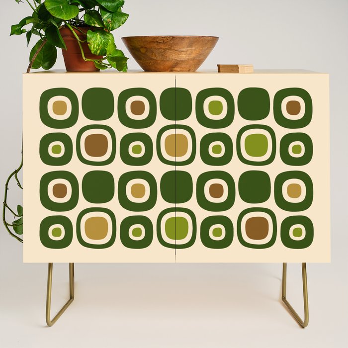 Mid Century Modern Modern Organic Shapes Pattern 321 Green Credenza Gallery Image 1