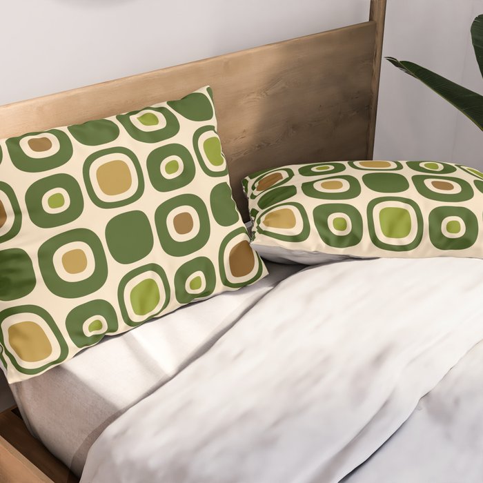 Mid Century Modern Modern Organic Shapes Pattern 321 Green Pillow Sham Gallery Image 2