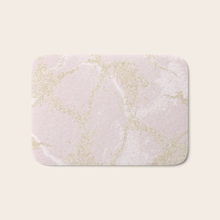Elegant modern blush pink gold pastel marble Bath Mat Gallery Image 1