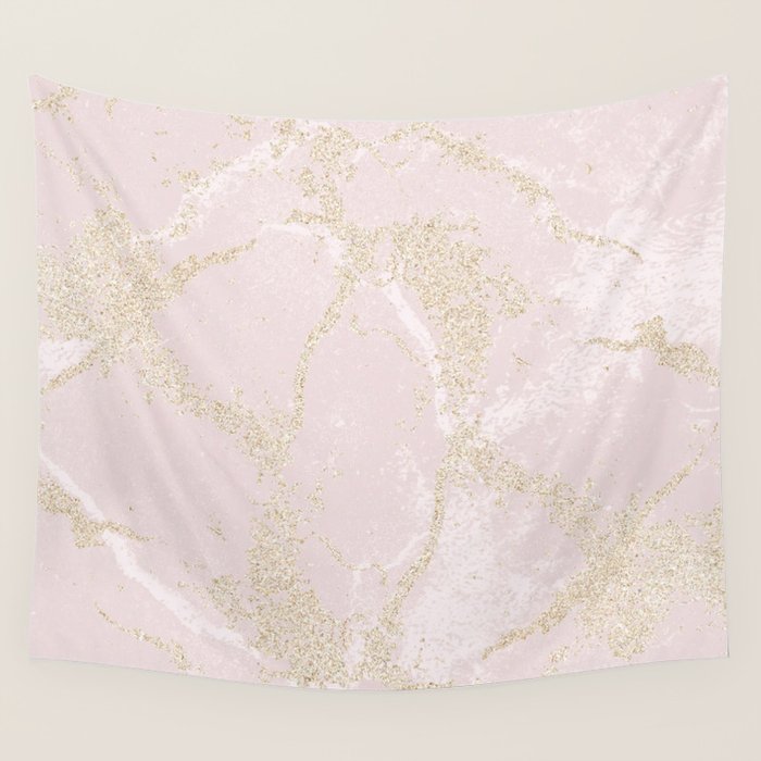 Elegant modern blush pink gold pastel marble Wall Tapestry Gallery Image 4