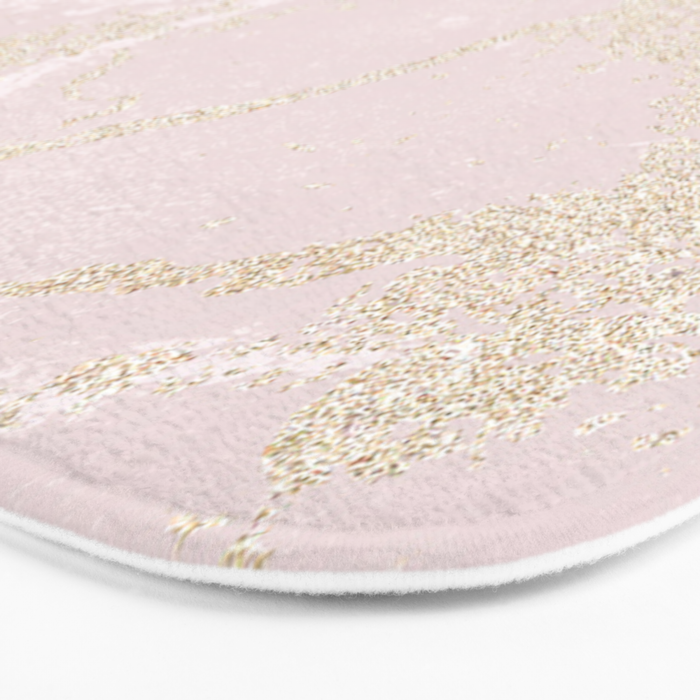 Elegant modern blush pink gold pastel marble Bath Mat Gallery Image 3