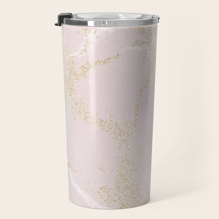 Elegant modern blush pink gold pastel marble Travel Mug Gallery Image 3