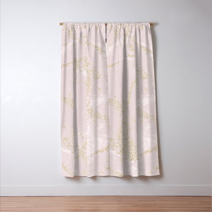 Elegant modern blush pink gold pastel marble Window Curtain Gallery Image 3
