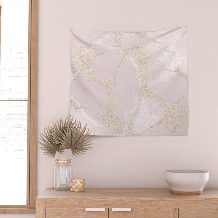 Elegant modern blush pink gold pastel marble Wall Tapestry Gallery Image 2