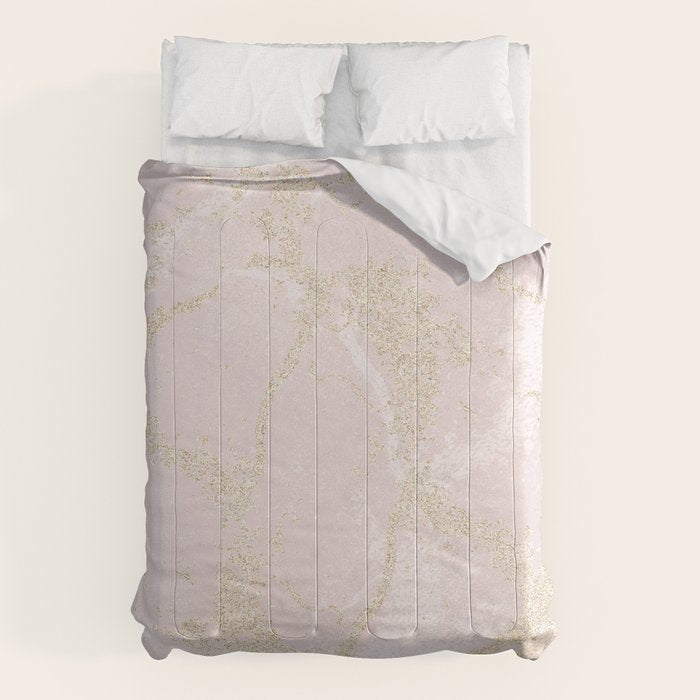 Elegant modern blush pink gold pastel marble Comforter Gallery Image 1
