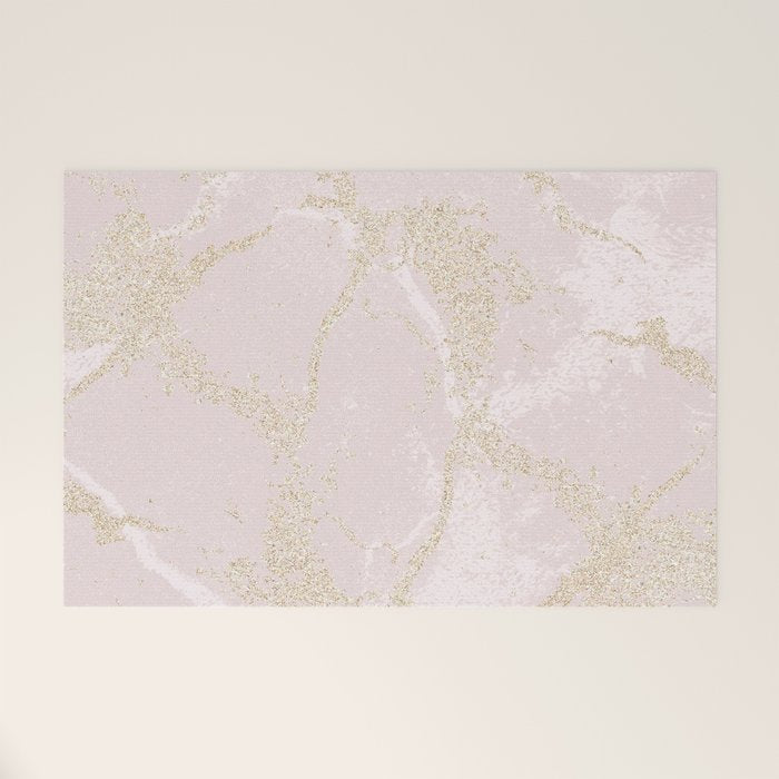 Elegant modern blush pink gold pastel marble Welcome Mat Gallery Image 1