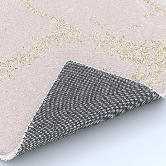 Elegant modern blush pink gold pastel marble Rug Gallery Image 4