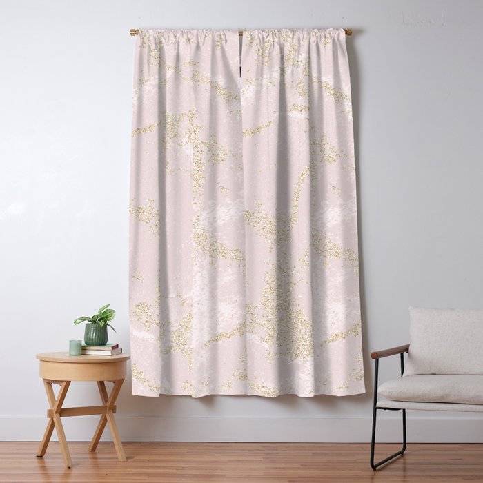 Elegant modern blush pink gold pastel marble Window Curtain Gallery Image 5