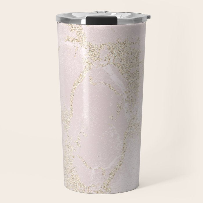 Elegant modern blush pink gold pastel marble Travel Mug Gallery Image 1