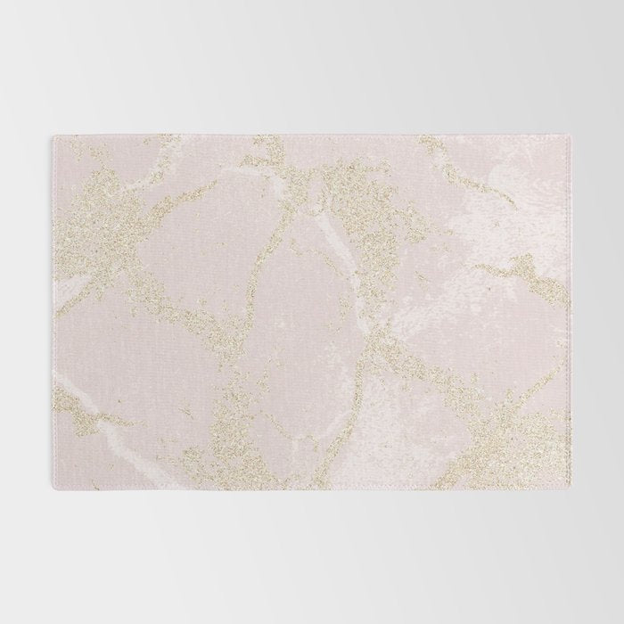 Elegant modern blush pink gold pastel marble Rug Gallery Image 2