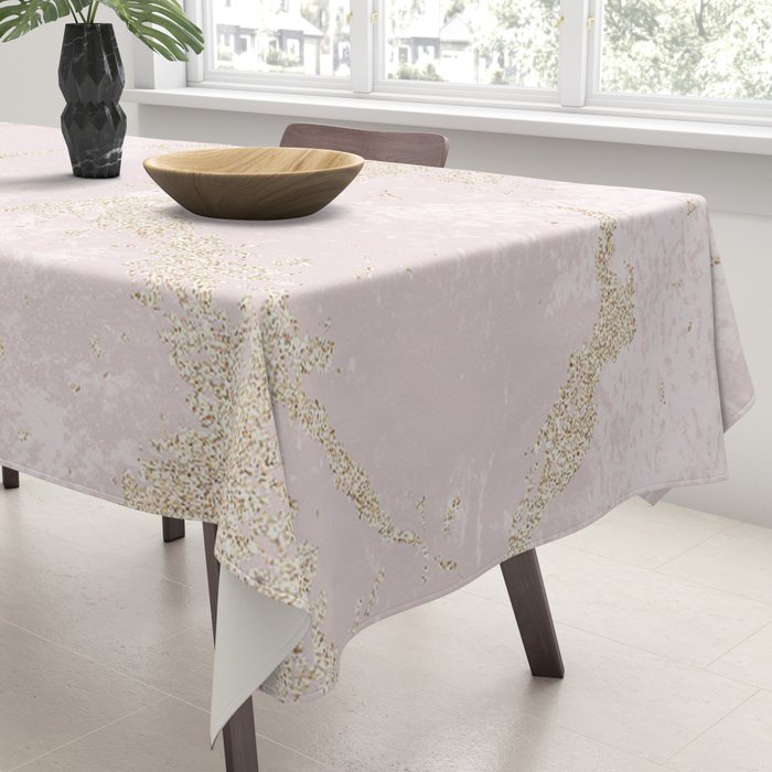 Elegant modern blush pink gold pastel marble Tablecloth Gallery Image 3