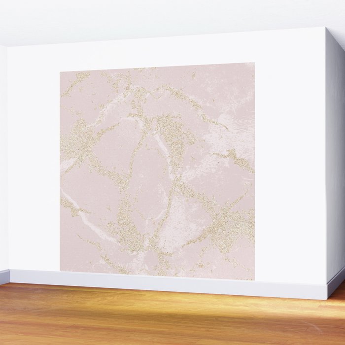 Elegant modern blush pink gold pastel marble Wall Mural Gallery Image 2